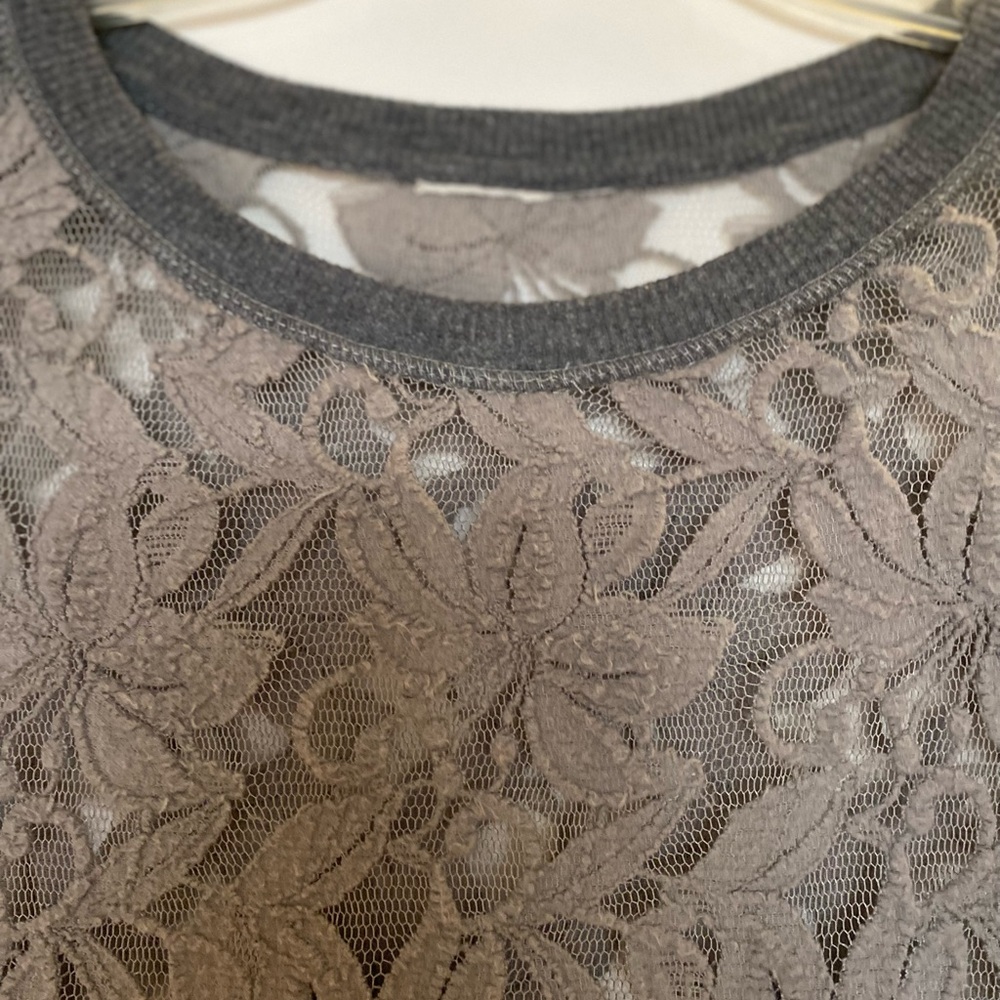 Free People Gray Lace Mini Dress